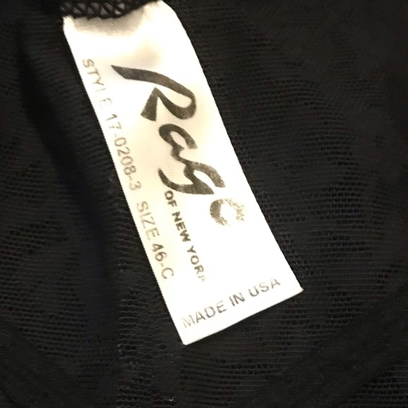 Rago of NY 46C full girdle sheer black lace, Adjustable straps & stocking clips - Picture 2 of 12